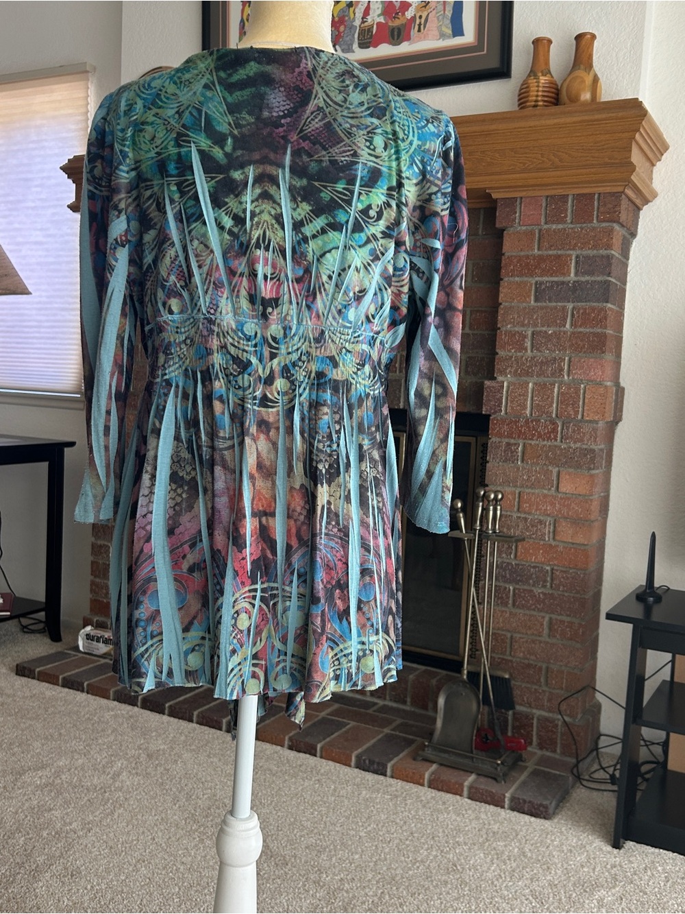 Apt. 9 Teal Multi-Print Asymmetrical V-Neck Tunic - Picture 2 of 8